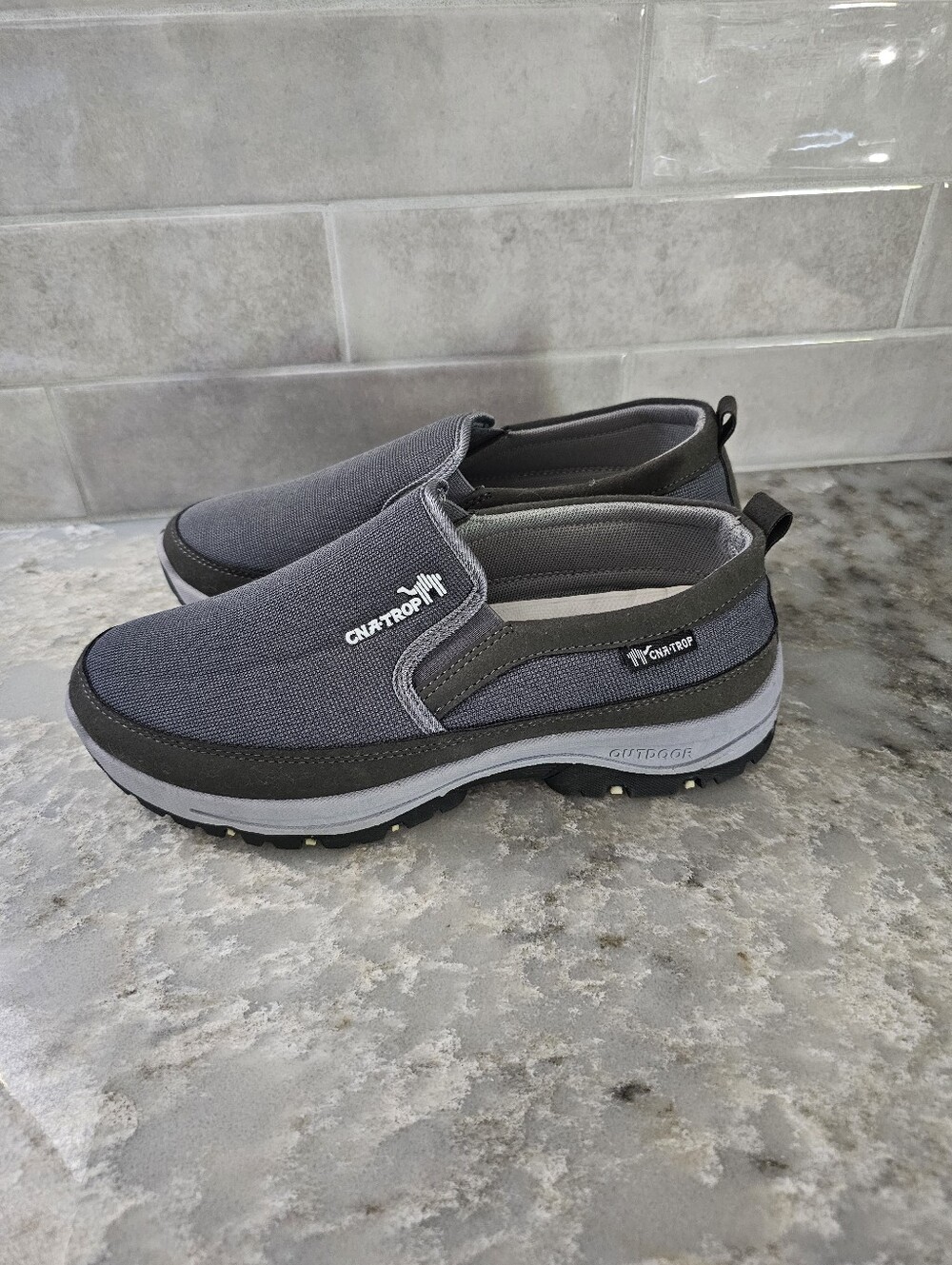 CNA-TROP Mens Orthopedic Shoes Size 8 EU 41 Slip On Gray Walking Loafers Outdoor